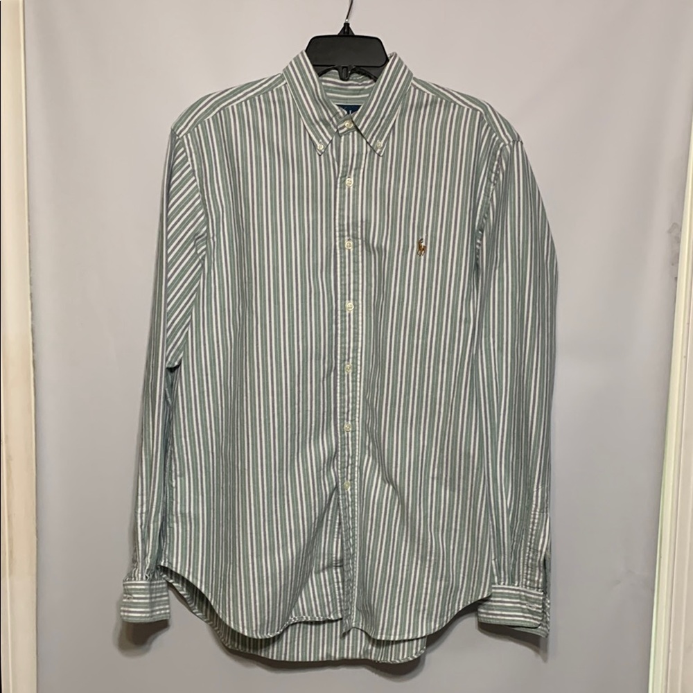 Ralph Lauren Green and White Casual Button Down Shirt
